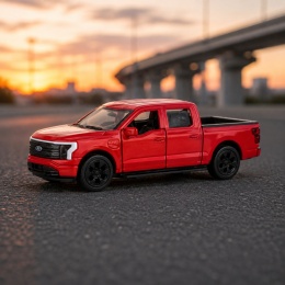 Model metalowy 2022 Ford F-150 Lightning Platinum MSZ czerwony pull-back