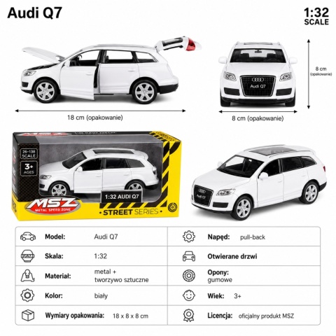 Model metalowy Audi Q7 MSZ biały pull-back