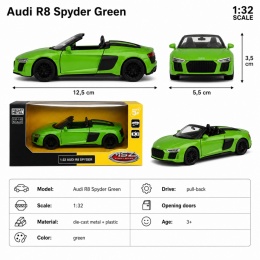 Model metalowy Audi R8 Spyder MSZ zielony pull-back