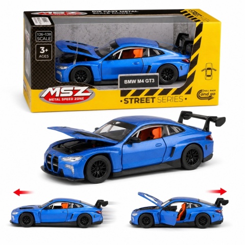 Model metalowy BMW M4 GT3 MSZ niebieski pull-back