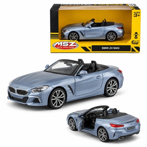 Model metalowy BMW Z4 M40i MSZ srebrno-niebieski pull-back