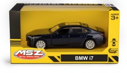 Model metalowy BMW i7 MSZ srebrno-niebieski pull-back