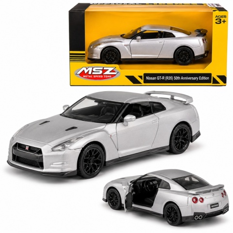 Model metalowy Nissan GT-R R35 50th Anniversary Edition MSZ srebrny pull-back