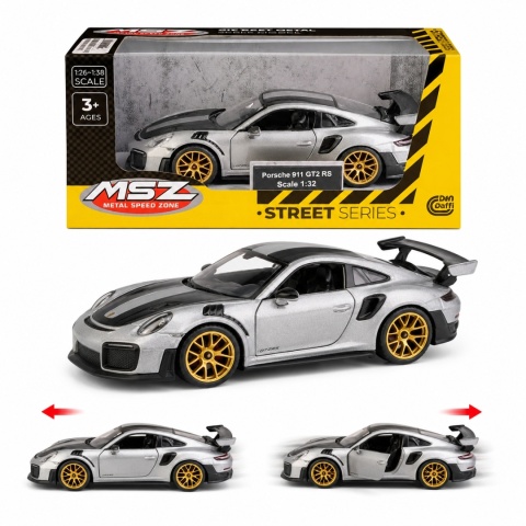 Model metalowy Porsche 911 GT2 RS WP MSZ srebrno-szary pull-back 1:32