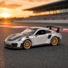 Model metalowy Porsche 911 GT2 RS WP MSZ srebrno-szary pull-back 1:32