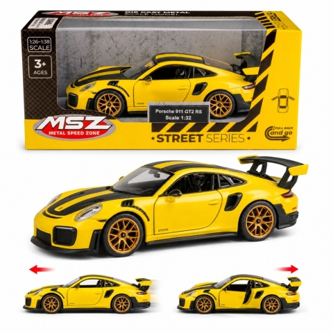 Model metalowy Porsche 911 GT2 RS WP MSZ żółty pull-back