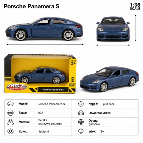Model metalowy Porsche Panamera S MSZ granatowy pull-back 1:36