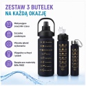 ZESTAW 3SZT BUTELKA NA WODĘ BIDON Z MIARKĄ FITNESS czarna