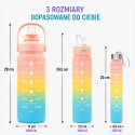 ZESTAW 3SZT BUTELKA NA WODĘ BIDON Z MIARKĄ FITNESS róż, żółty, niebieski