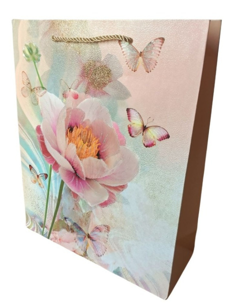 Torebka ozdobna S kwiaty kremowa