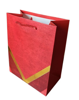 Torebka prezentowa S złoty pasek czerwona