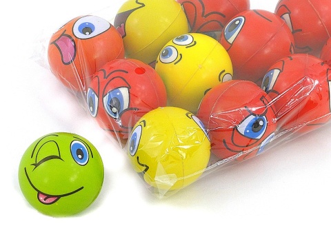 Piłeczki piankowe miękkie buźki kolorowe, śred. 6cm buźki