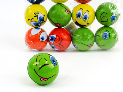 Piłeczki piankowe miękkie buźki kolorowe, śred. 6cm buźki