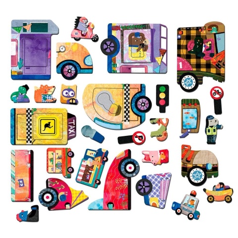 Podróżne puzzle magnetyczne - Samochody
