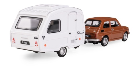 Zestaw FIAT 126p BRĄZOWY + przyczepa Niewiadów kemping