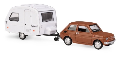 Zestaw FIAT 126p BRĄZOWY + przyczepa Niewiadów kemping