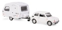 Zestaw FIAT 126p Biały + przyczepa Niewiadów kemping