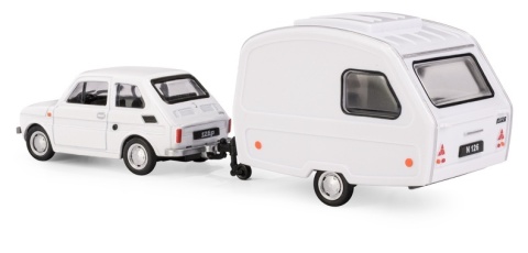 Zestaw FIAT 126p Biały + przyczepa Niewiadów kemping
