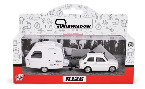 Zestaw FIAT 126p Biały + przyczepa Niewiadów kemping