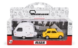 Zestaw FIAT 126p ŻÓŁTY + przyczepa Niewiadów kemping