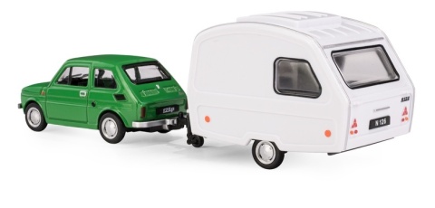 Zestaw FIAT 126p Zielony + przyczepa Niewiadów kemping