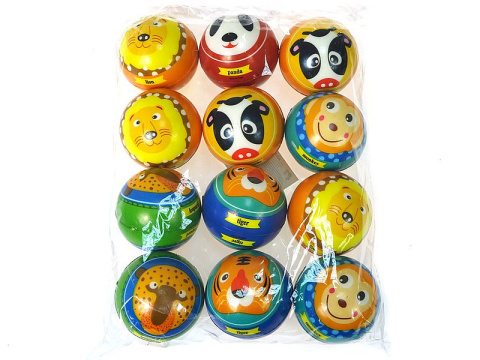 piłeczka piankowa zwierzęta kolorowa 6 cm