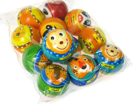 piłeczka piankowa zwierzęta kolorowa 6 cm