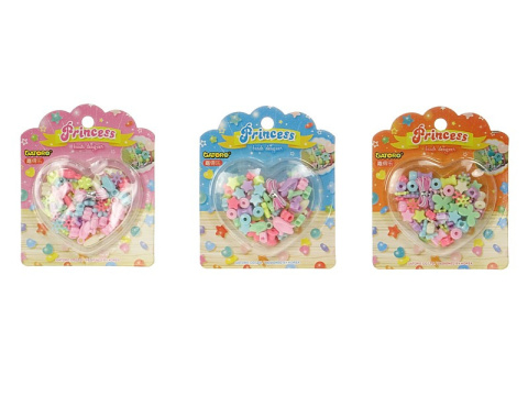 zestaw koralików do nawlekania, z linką, w ozdobnym pudełku; 13x11x1,5cm